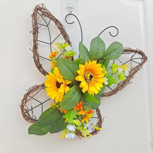 Декоративные цветы 1pc Гарленда весенняя украшение бабочка венок в Венок День Матери подсолнечник искусственный