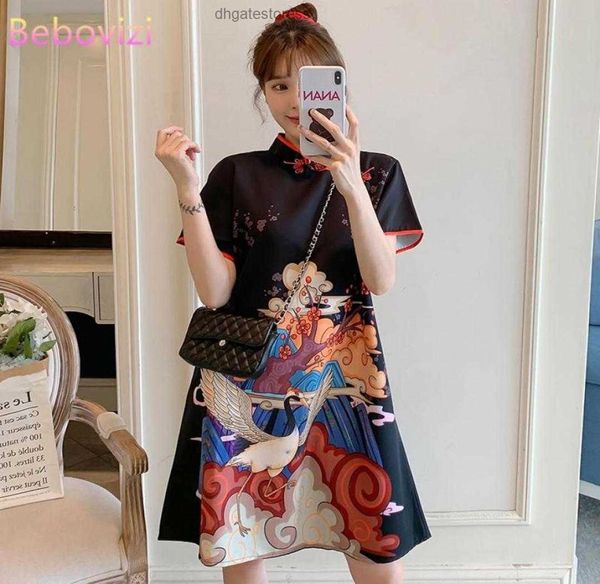 Plus Size M4xl Mode Modern Trend Cheongsam Kleid für Frauen Sommer schwarzer Kurzarm Qipao Traditionelle chinesische Kleidung 5833430