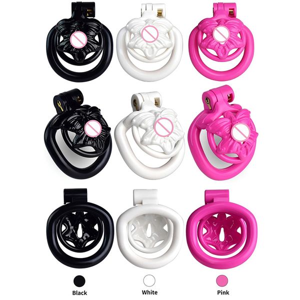 Sissy Mini Flat Castity Cage Cage Butterfly Cock Ring Ring Slave Rondage Lock Lock Гладкий легкий абстиненция птичья клетки Sissy Penis Lock Toys для взрослых секс игрушки