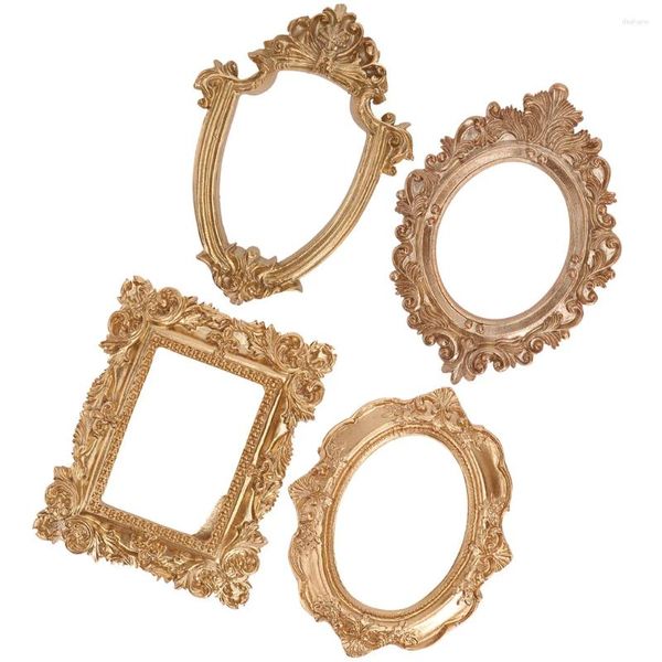 Quadros 4 pcs ornamentos decorativos imaginam imagens pequenas de resina de ouro de ouro vintage