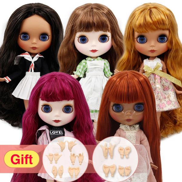 Eisiges DBS Blyth Doll Gelenkkörper weiße Haut schwarz dunkle DIY Make -up Sonderpreis Gib Hand Set AB Girl Geschenk 240403