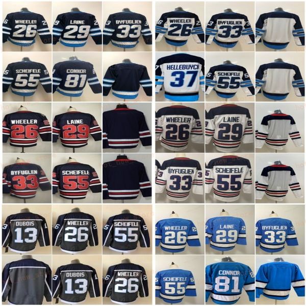 Ters retro hokey formaları gri 81 Kyle Connor 55 Mark Scheifele 26 Blake Wheeler 33 Dustin Byfuglien Heritage Classic Jersey