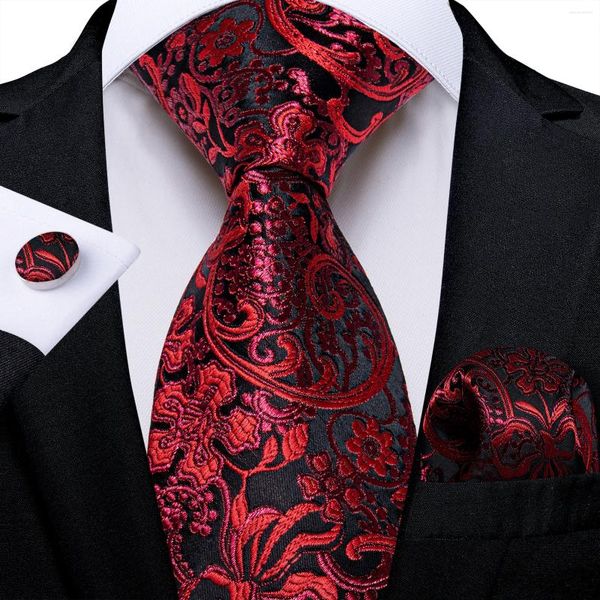 Papi pazzo eleganti rosso floreale da 8 cm cravatta set di fazzoletto regalo per il marito accessori per feste di matrimonio affari cravat all'ingrosso