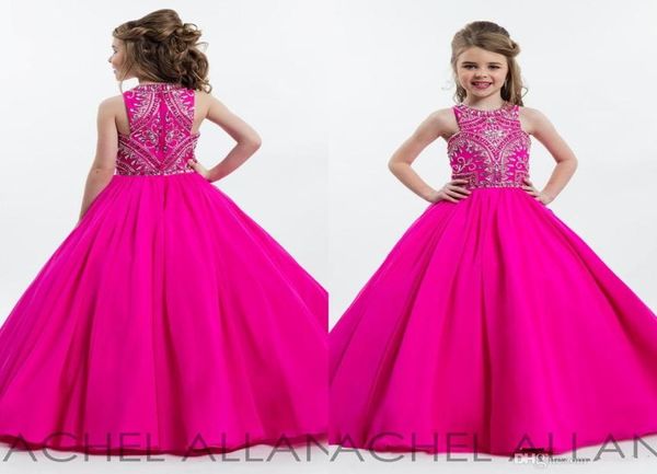 Fuchsia Sparke Prinzessin Girls Festzugskleider für Teenager Perlen Strass bodenlange Blumen Kinder formelle Abnutzungskleider2555688