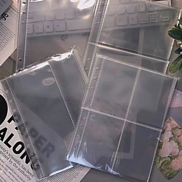 Cartelle 10pcs/lotto A5 tasche di legante documento trasparente 6cole Cartelle filettate in plastica Filer di deposito a foglia sciolta impermeabili