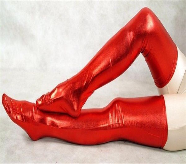 Acessórios metálicos brilhantes vermelhos meias Zentai para festa de Halloween fantasias adultas 6 tamanhos 6714616
