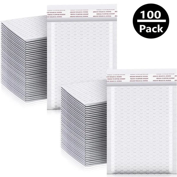 Mailer 100pcs Verpackung Lieferungen weißer Blasenumschlagpackung Packtaschen Versandtaschen Mailer kleines Geschäftspaket Mailing Office