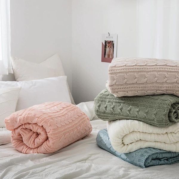 Coperte 2024 Brand Cashmere Sensazione di sherpa lancio in stile nordico a doppia torsione a strisce a maglia coperta di peso per letto inverno caldo