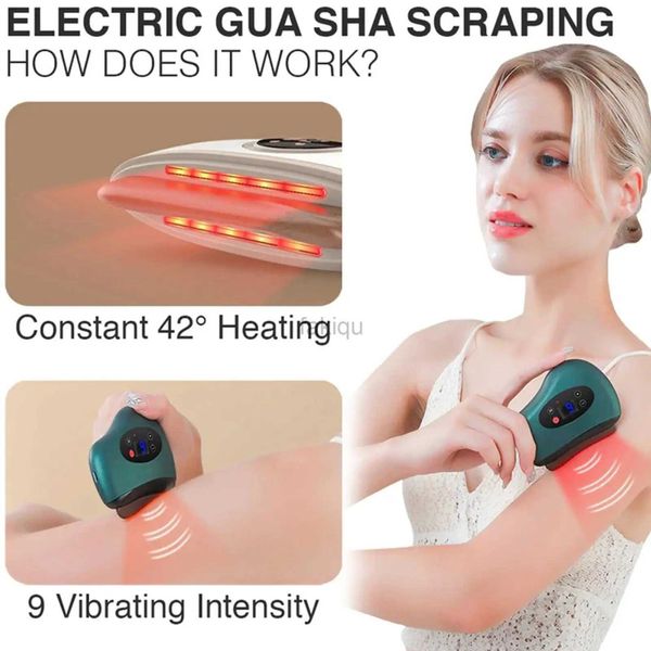 Massage Stones Steine Mikrostrom -Körpermassagemaschine USB -Ladung Elektrische Guasha rote Nadelstein Massage Schabt galvanische Haut Schönheit 240403