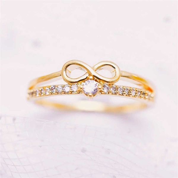 2 pezzi Anelli nuziali Huitan chic fila anello di dito per donne a infinito segno zirconia cubica anelli di dito degli accessori per le dita della moda gioielli da festa quotidiani