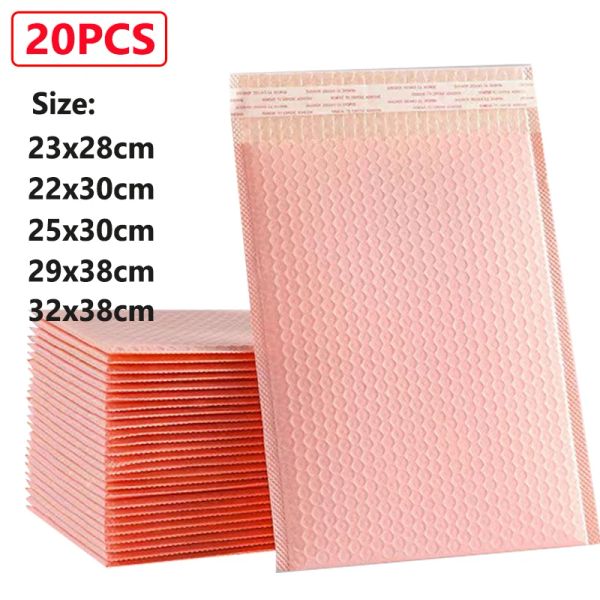 Mailers Bubble Mailers Pink Pink Poly Bubble Mailer self Seal Envelopes acolchoados sacos de presente 20pcs Pacote envelope sacolas para livro 29x38cm