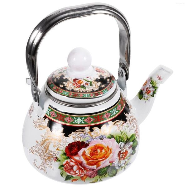 Geschirrsets Emaille Pot Tea Töpfe für Herd Top Emaelled Teekannenwasserkessel über Kaffee Kungfu Campingöl Dose Gießen