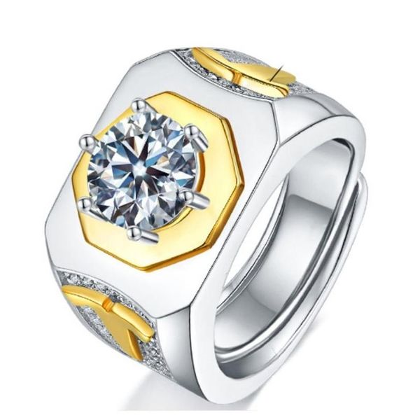 Бандные кольца роскошные мужчины кольцо с драгоценным камнем регулируют свадебную вечеринку для каменного бизнеса мужской украшения для украшений с каплями Dhuj6