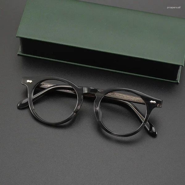 Óculos de sol Frames de acetato de acetato artesanal retro óculos clássicos em forma de pêra Miopia Glasses prescrições Black Japanese e estilo coreano