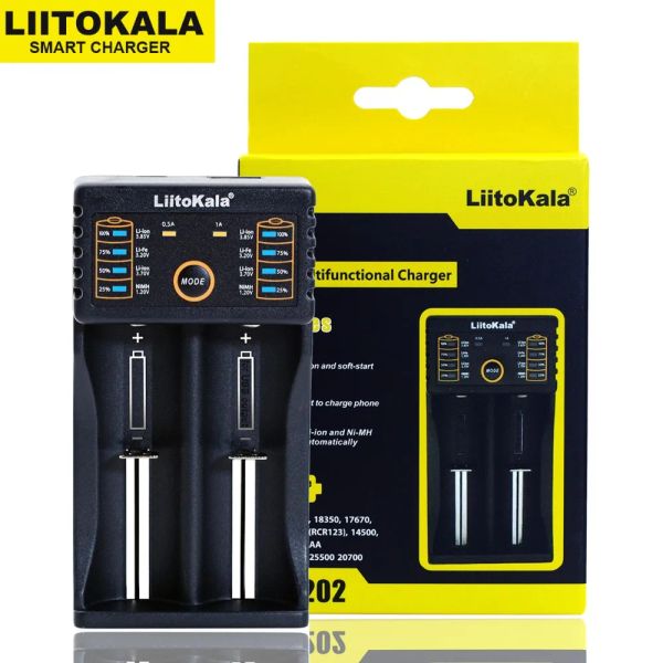 Liitokala li-202 li-402 1,2 V 3,7 V 3,2 V 3,85 V 18650 18350 26650 18490 AA AAA 14500 21700 Lithium Ni-MH-Batterie-Smart Charger