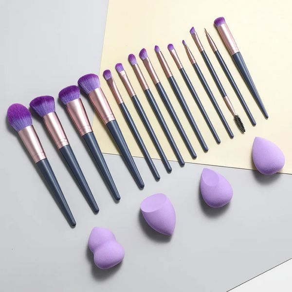 14pcs lila Make -up Pinsel -Set Kosmetik für Gesicht Make -up -Werkzeuge Frauen Beauty Professional Foundation Blushadow 240403