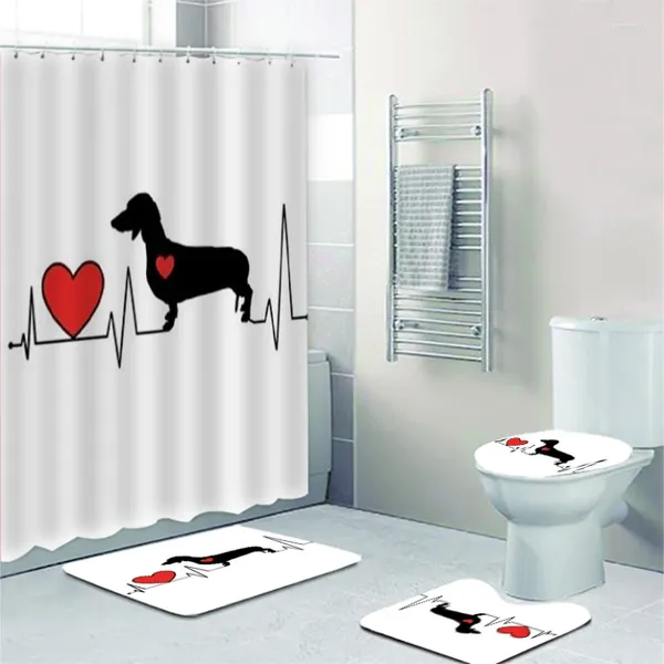 Cortinas de chuveiro Estilo animal dachshunds cortina conjunto para decoração de banheiro infantil banheiros de banheiro de cães nórdicos conjuntos de curtinas e tapetes