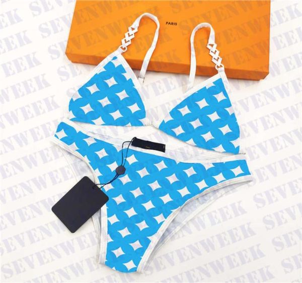 Summer Swimwear Letter Blue Swimsuit Swimsuit Sexy Bikini a due pezzi Bra Mutandine Braccia biancheria intima 3727408