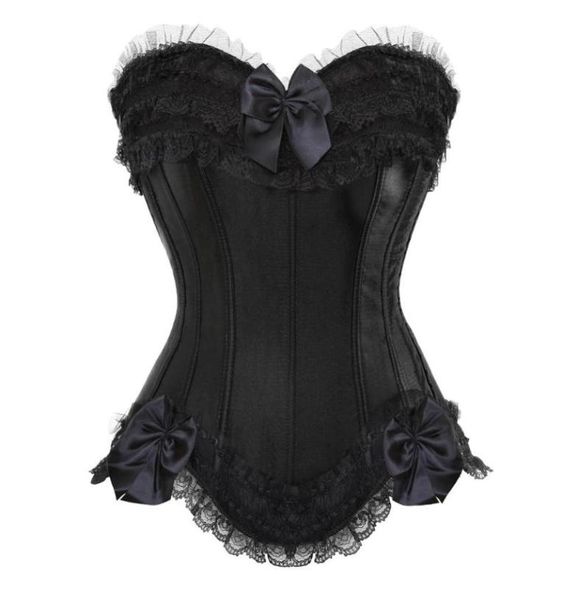 Bustiers Corsets Women Sexy Cetim Bust Bust Corset Top Lace Bowknot Decorado Clubwear Showgirl Body Shaper Plus Size S6xl6727072