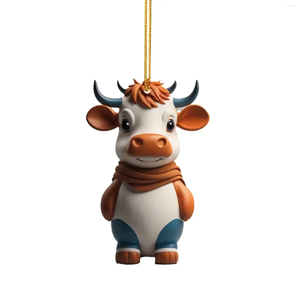 Dekorative Figuren Süßes Cartoon Cow Car Ornament wiederverwendbares Weihnachtshänge Anhänger für Familienfreunde Nachbarn