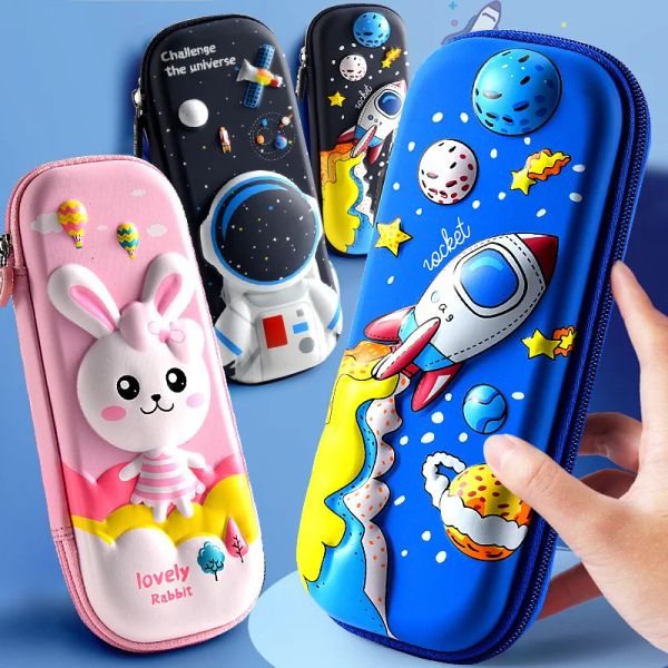 Casos 3D Case de lápis Kawaii Escola Lápis Casos de papelaria Estabelecer estoque de caneta espacial capa unicorn school suprimentos de calça escolaire caixa de lápis