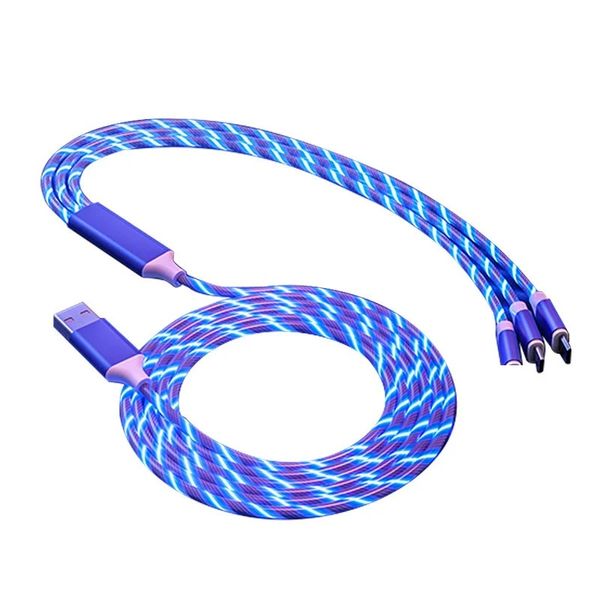 3in1 Metall-Streamer-Kabel eignet sich für Apple Android Type-C Mobiltelefon Ein drei schnelles Lade-Luminous-Split