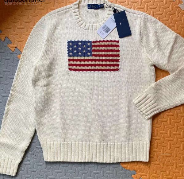 Maglioni maschili nuovi 23ss maglione a maglia a maglia americana bandiera inverno marchio di moda di lusso comodo maglione da uomo in cotone
