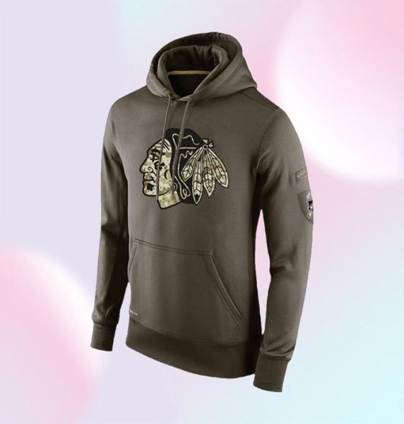 Толстовка Blackhawks Olive Salute для обслуживания KO Performance Hockey Hoodie Men Women257l5650807