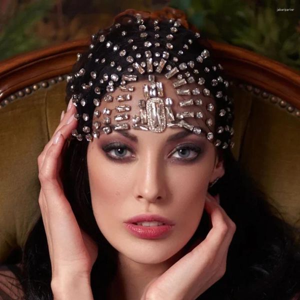 Haarklammern eleganter Strassbrautstirnbandhut Stirn Accessoires Mode Schmuck Hochzeit Kristallkopf Kette Frauen Kopfstücke Kopfstück