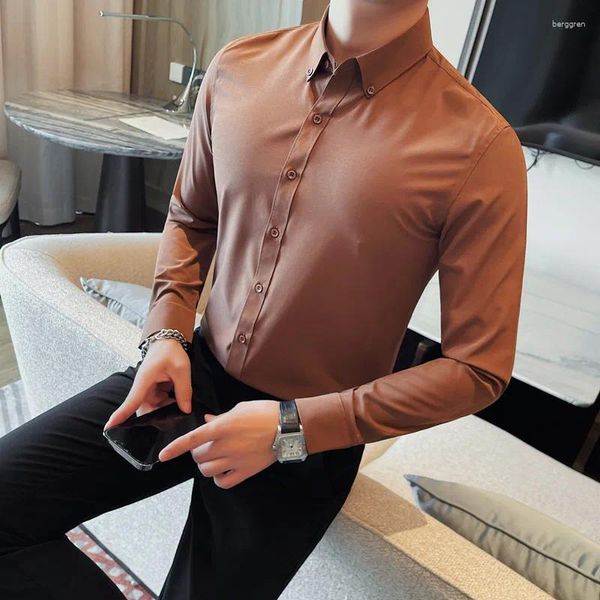 Camicie da uomo camicie di alta qualità belle giovani casual business camicia a maniche lunghe non ferro da uomo abbinamento di uomini quattro stagioni