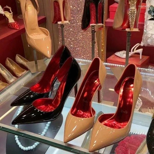 Sapatos de vestido oco mulheres verão sexy único apontado salto fino mulheres sandálias altas casamento noiva saltos brancos