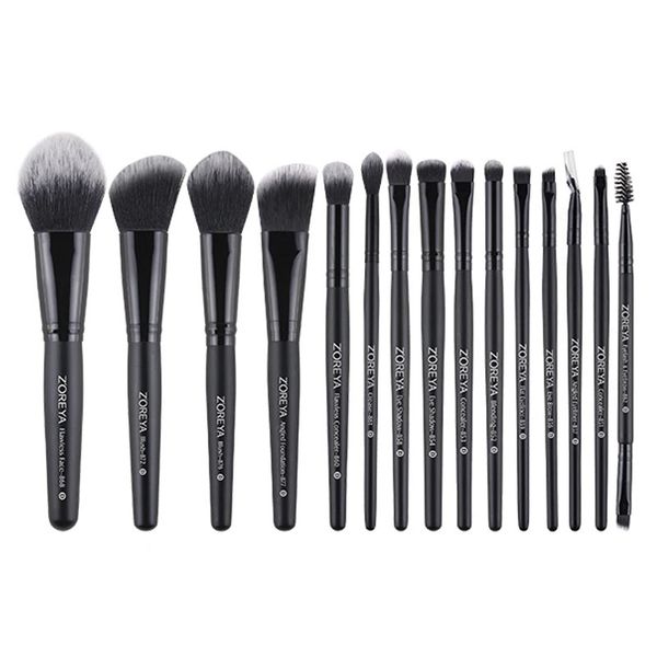 Zoreya 15 PCs Luxus Balck Make -up Pinsel Set Tools Professionelle Fundamentpulver Eyeliner Lidschatten Make -up 240403