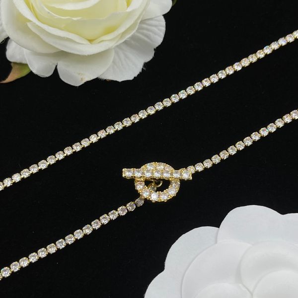 Утонченное ожерелье H для женщин -дизайнерской пары золотосеката, инкрустированная Swarovski Crystals Jewelry Fashion, изысканный подарок 034