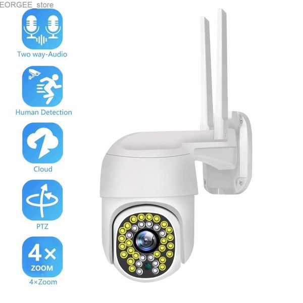 Outras câmeras CCTV Azishn 5mp PTZ WiFi IP Câmera IP Outdoor 4x Zoom digital AI Detectar câmera sem fio H.265 P2P Audio 2MP Câmera de segurança CCTV Y240403