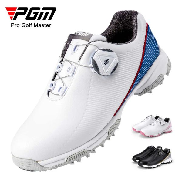 Sapatos pgm meninos meninos sapatos de golfe à prova d'água Antislip leve e respirável Sapatos esportivos ao ar livre universal e respirável xz188