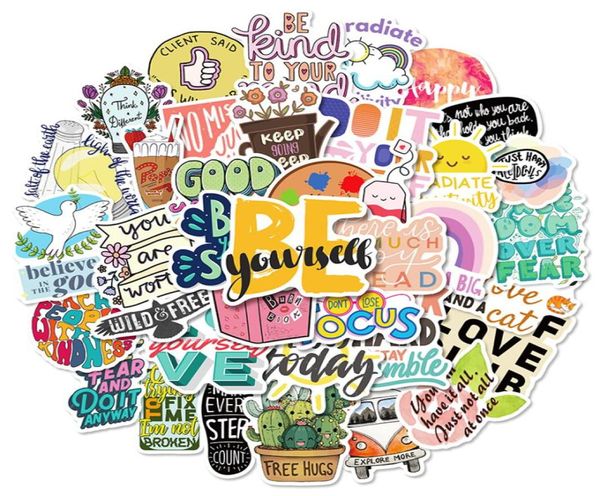 50 peças Student Stationery Inspirational Graffiti Sticker Telefone Laptop Skateboard Cars Stickers Pack para bagagem guitarra capacete wat9028267