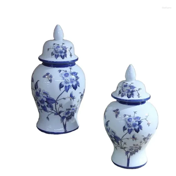 Vasos vasos definidos itens de decoração doméstica on -line de ponta cerativa jarrones jarrones con tapa ornamentos de artesanato de cerâmica de