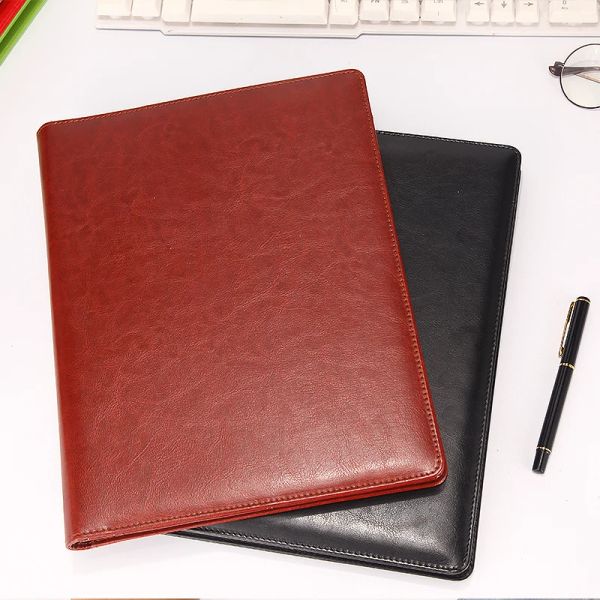 Padfolio Creative Vintage Leather Padfolio A4 Masculino Bag de Document Bag do High End Manager de moda de moda Supplies de escritório escolar