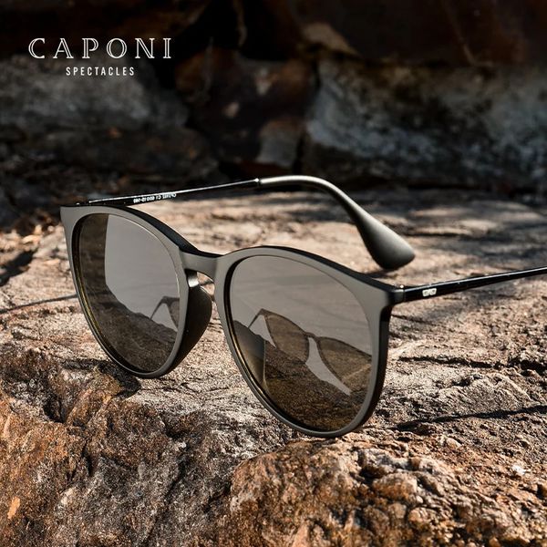 CAPONI Classic Sun Shade Men Pochromic Polarized Sunglasses UV400 Proteger Carro Condução Super Leve TR-90 Eyewear BS3102 240321