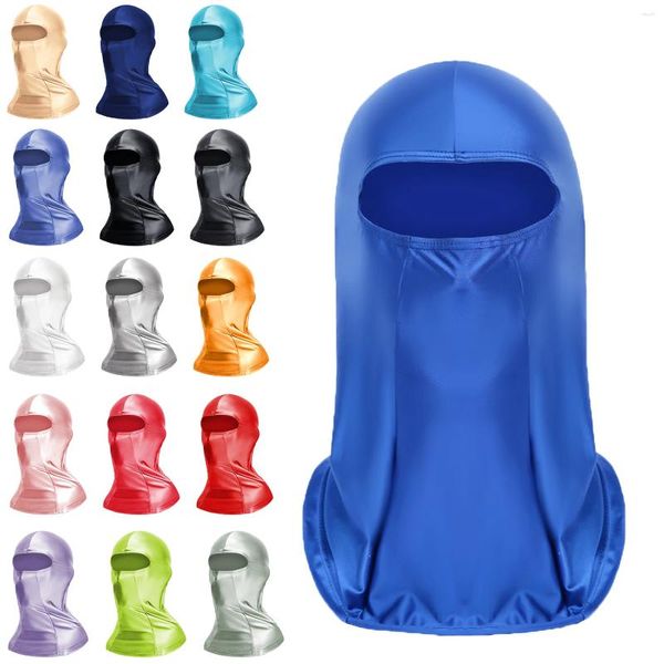 Lenços Amoresy Unisex Cetim Full Face Spandex Silk Headgear Protetor Solar À Prova de Vento Respirável Óleo Com Capuz Máscaras Esportivas Ao Ar Livre Ciclismo