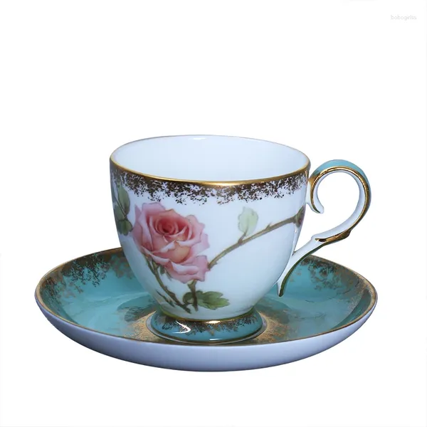 Tazze Piattini Tazza da caffè creativa in stile europeo Set di tazze da caffè Flusso Bellissimo servizio da tè Bordo dorato Tè in ceramica Bone China