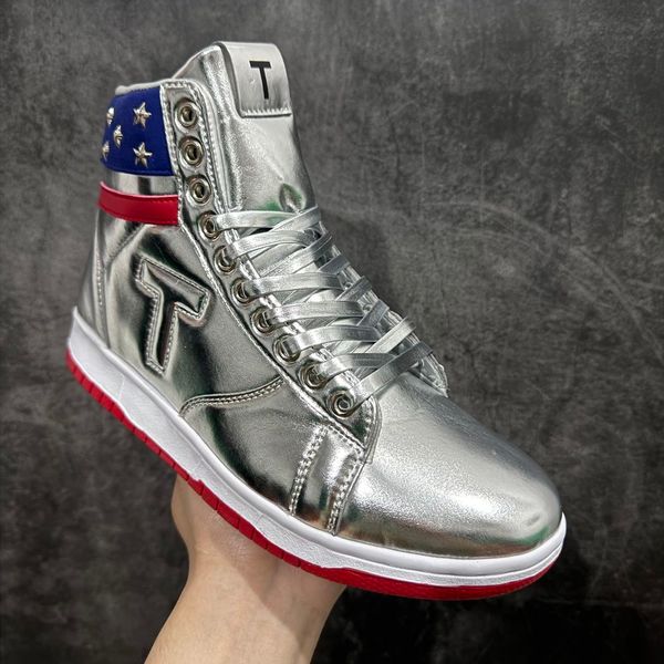 T Trump Gold Basketball Shoes Designer Never Surrender High-Tops 1 White Skate Steakers Homens Moman Sports Running Treiners Comft SPT Outdoor Sneakers Pktlp002