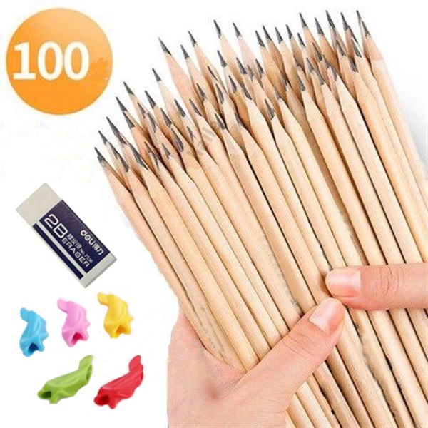 Bleistifte Haile 100/50 Pence Bleistift HB Naturalagon Holzstifte Kinder Malerei Zeichnen Skizze Schreibstudent Schreibzeit Kinder Lieferungen