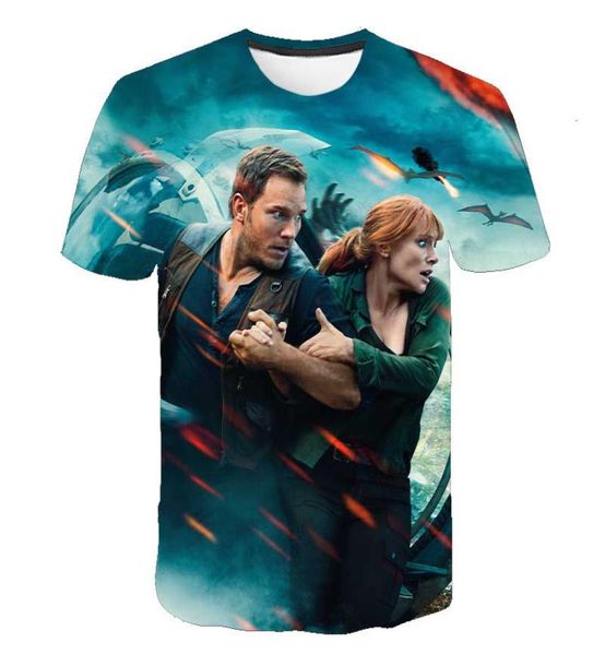 2021 Jurassic World Fallen Kingdom Cool Dinosaurier Kopf 3D -Druck T -Shirt Jungen und Mädchen HipHop Tee T -Shirt Boy Farbkleidung Drop9295427