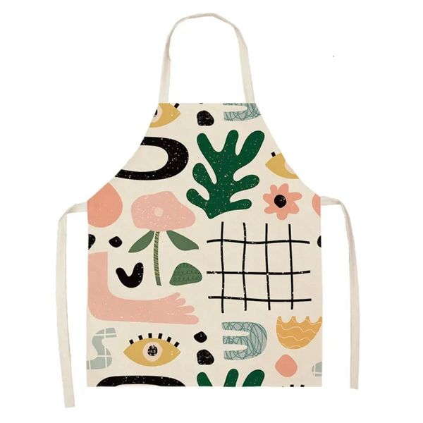 Floral Palm Plant Impred Kitchen Apron Children and Feminino Chefs Cozinhando Ferramentas de Limpeza Geométrica 240325