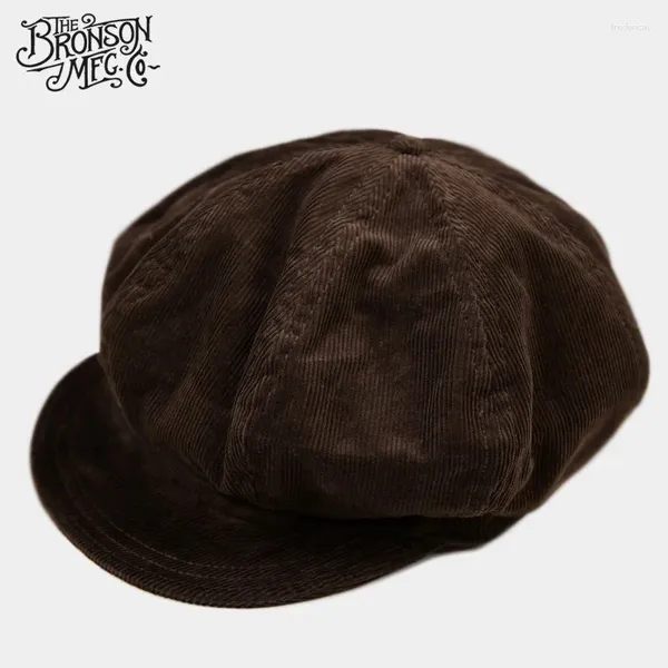 BERETS BRONSON Vintage Suduroy Capo piatto piatto inverno classico maschi da uomo Cappello marrone