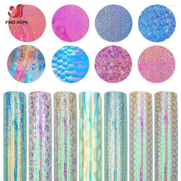 Fensteraufkleber 12 x 39in Holographic Gradient Adheisive Handwerk DIY Weihnachtsfeier Karten Home Decor Car Exteriors Scrapbooking für