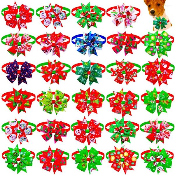 Hundebekleidung 200pcs/Grundstücke Weihnachtskatzen Fliegen Verstellbare Haustierpuppen Bowties Kragen Nackengroßhandel Vorräte