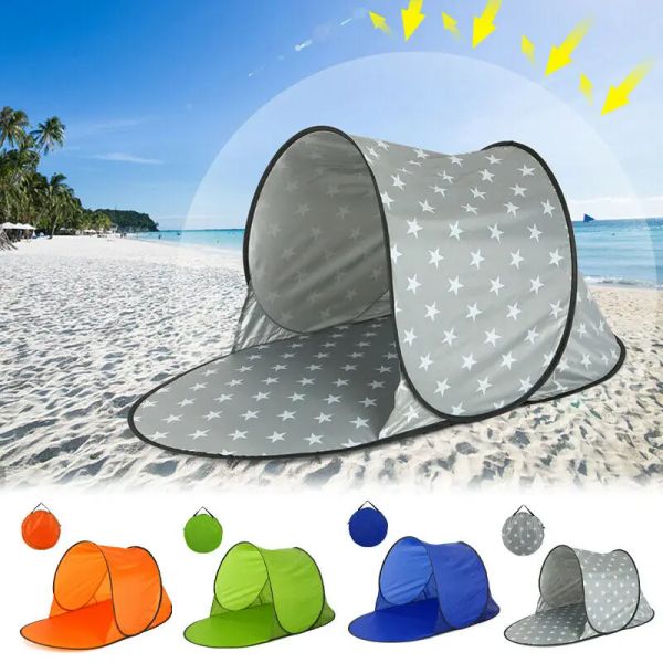 Abrigos 1pcs Pequena tenda dobrável Protetor solar fio Oxford Fabric Poliéster Poliéster Tent de tecido Ultralight Camada de uma barraca de lazer de praia