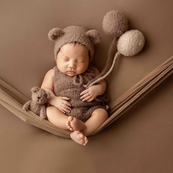 Фотография детская одежда для фото новорожденный плюшевый мишка вязаная одежда детская шляпа полная сет